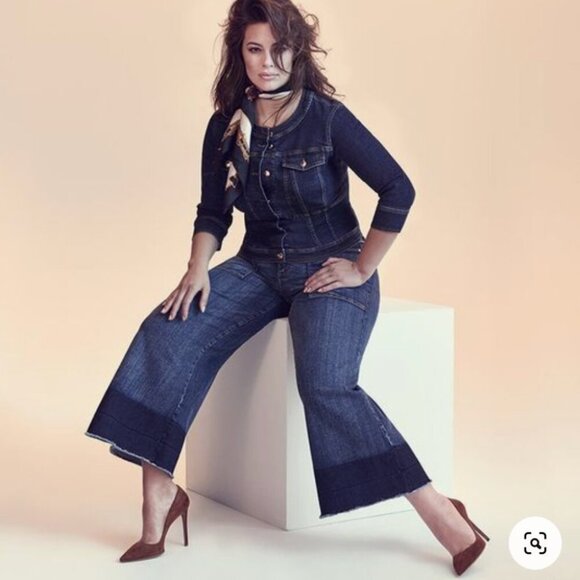 Ashley Graham X Marina Rinaldi Idioma Contrast Raw Hem Jeans